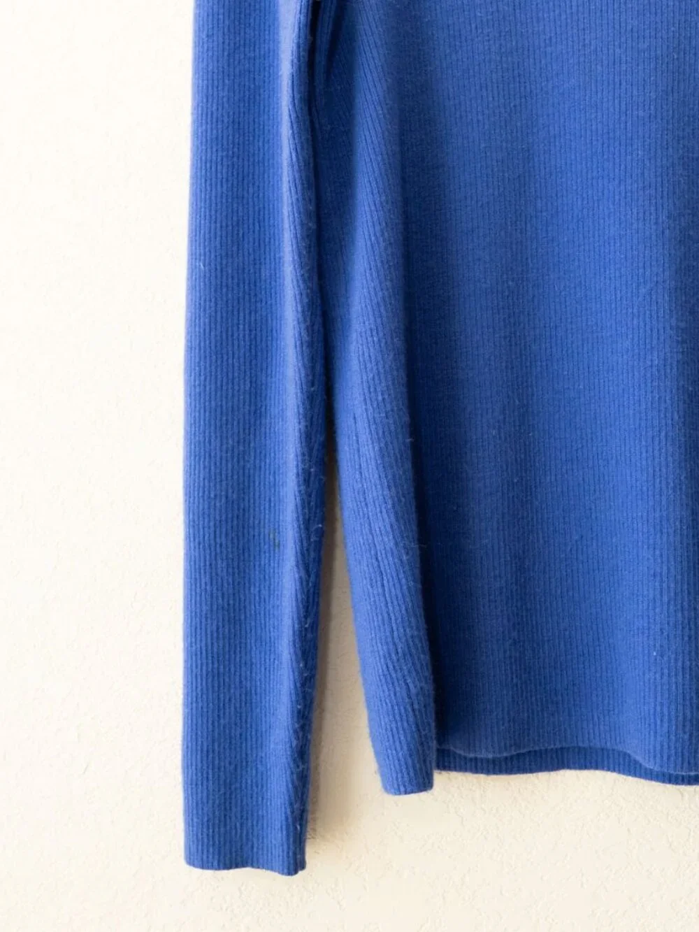 J Crew Merino Wool Blend Ribbed Sweater L Blue Long Sleeve Lightweight Knit